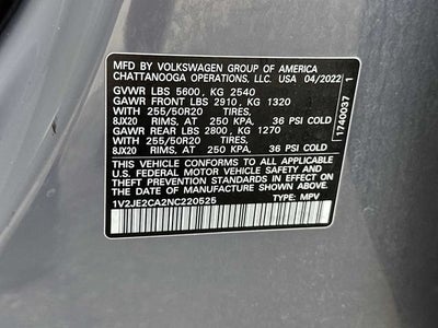 Volkswagen Atlas Cross Sport 3,6 L V6 SE con paquete Technology de 2022