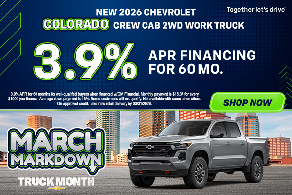 Nueva camioneta de trabajo Chevrolet Colorado Crew Cab 2WD 2026